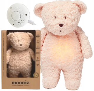 Uspávačik - BIO hučiaci medvedík s USB lampou Rose MOONIE