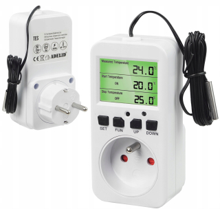 ZÁSUVKOVÝ TERMOSTAT, DIGITÁLNY REGULÁTOR TEPLOTY, ELEKTRONICKÁ SONDA, 230V