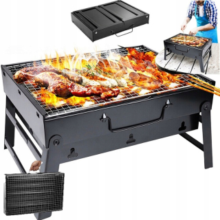 SKLADACÍ GRIL TURISTICKÝ DRŽIAK NA KEMPING BBQ PRENOSNÉ UHLIE