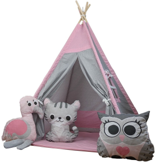 TIPI FLAMINGO STAN TEEPEE + 3 ZVIERATKÁ + DETSKÝ STABILIZÁTOR DIEVČA