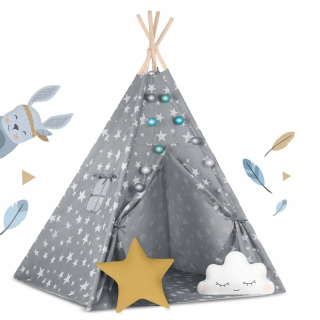 TIPI vigvamový stan pre deti TEEPEE Vankúše Lampy Obal SET