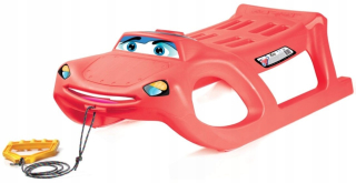 TULIMI CAR SMILE plastové sane, 91,3x29,1x44,9, nosnosť 50kg, červené