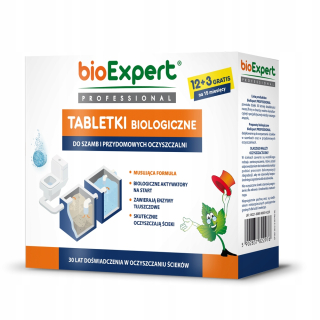 Baktérie do septikov Tablety na ROK do čistiarní odpadových vôd 12+3ks BIOEXPERT