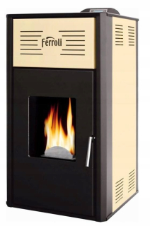 Dvojfunkčná oceľová pec na pelety Ferroli, 12 kW