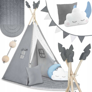 TIPI detský stan TEEPEE Garland Vankúše VEĽKÝ MAT STABILIZÁTOR