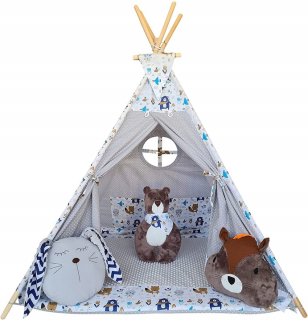 Teepee stan pre deti do izbičky Izabell BEAR domček veľké podložkové vankúše