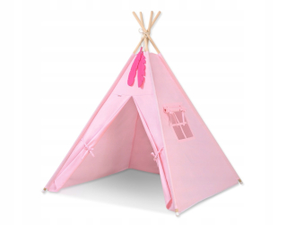Tipi stan pre deti + prívesky z peria - ružové