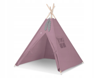 Teepee stan pre deti + prívesky z peria - retro ružové