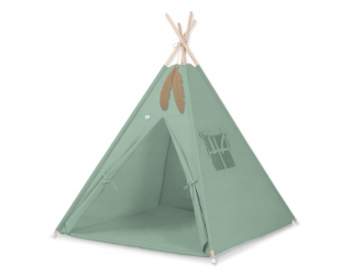 TIPI stan pre deti + karimatka + prívesky z peria - šalvia