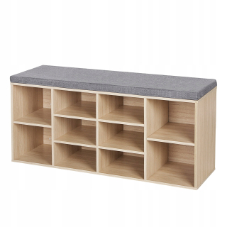Skrinka na topánky Songmics so sedadlom 104 x 48 x 30 cm buk svetlý