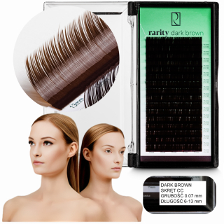 Falošné riasy Rarity Dark Brown Lashes CC curl | 0,07 mm | MIX 6-13mm
