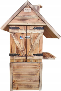 Drevená záhradná udiareň 180x50x50 Krb Kompletná súprava Highlander Strecha