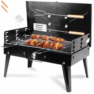 ZÁHRADNÝ TURISTICKÝ GRIL PRENOSNÝ SKLADACÍ KUFRE NA BBQ + PRÍSLUŠENSTVO