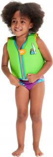 SPEEDO PRINTED FLAT VEST IU CHIMA AZURE BLUE/FLURO GREEN VEĽ.