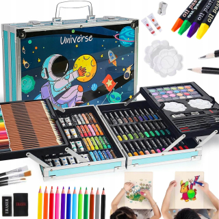 VEĽKÝ UMELECKÝ SET PRE DETI ŠKOLSKÝ KUFR 145 ELEMENTOV