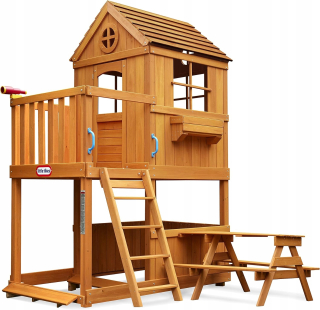 VEĽKÝ drevený dvojposchodový dom s TERASOU a ihriskom Little Tikes