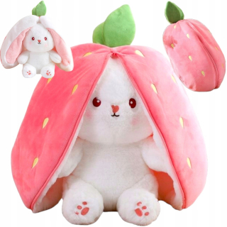 ZAJÍK V JAHODE Maskot Zajačik Jahoda Zajac Plyšový VEĽKÝ 35 cm