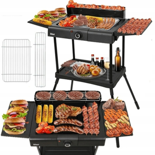 Gril, skladací elektrický gril Zilan Stand Barbecue Grill čierny 2400 W