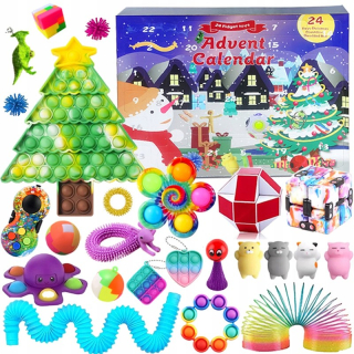 VIANOČNÝ ADVENTNÝ KALENDÁR ANTISTRESOVÝ POP IT FIDGET HRAČKY DARČEK