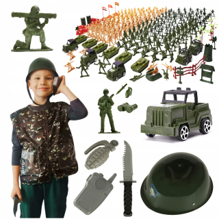 VOJACI VOJENSKÁ ZÁKLADŇA Figurky TANKY ARMÁDA SET XXL 307EL KOSTÝM