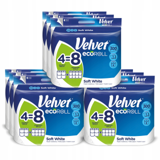 Toaletný papier - Velvet EcoRoll White WC, papier 9x4