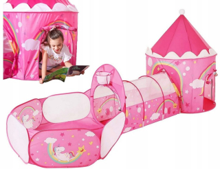 Veľký ružový stan Princess Palace House s Play Tunnel 3v1 Songmics