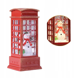 Telefónna búdka s trblietavou vianočnou lampou Water Snow Globe