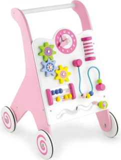 Viga Toys Drevené odtláčacie náučné ružové 50178