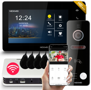 Interkom, videovrátnik - Širokouhlý WiFi videovrátnik Tuya NFC strecha