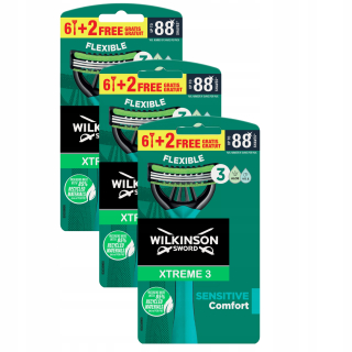 Holiaci strojček Wilkinson Xtreme3 Sensitive s kazetami, 24 ks.