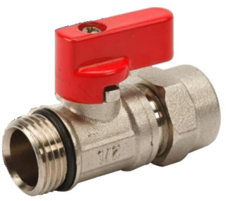 Mini guľový ventíl pre potrubie PEX 16 x 1/2"červená páka
