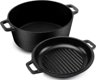 SMALTOVANÝ LIATINOVÝ HRNIEC NA INDUKCIU OHŇA PLYNOVÁ POKROK 5L VEĽKÝ GRIL XL