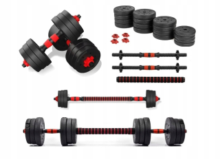Fitness príslušenstvo - Sada činiek nastaviteľná 2x20kg Barbell+Griffin