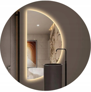 POLOKRUHOVÉ ZRKADLO LED PODSVIETENÉ 130X65cm NÁSTENNÁ ŠATNÍK NÁSTENNÁ KÚPEĽŇA