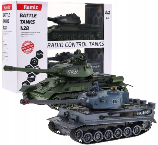 RC auto - Na diaľku ovládané 2 tanky T-34 vs Tiger pre deti 3+ SHOOK 2 MODELY 1