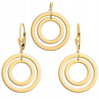 Sada zlatých šperkov CIRCLES náušnice a prívesok pr.585 geometrické kruhy