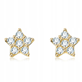 Zlaté náušnice so zirkónmi - Stars, pr.333