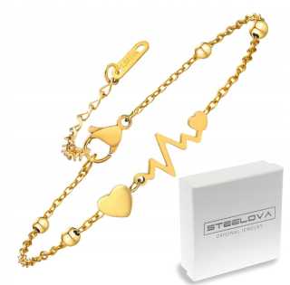 Náramok z 18k zlata s Life Line, Heart Pulse