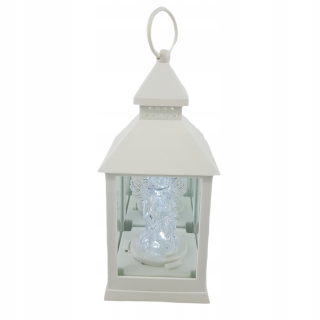 Sviečka HK-60 LED lampáš s anjelom 23cm biela