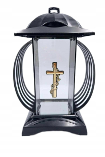 Sviečka magnólia lampáš veľké sklo 30 cm čierna