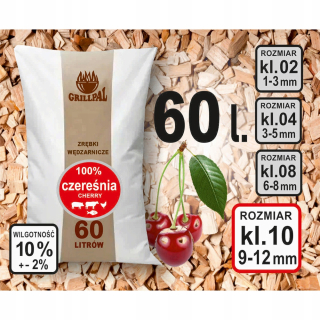 Drevná štiepka na údenie a grilovanie Grillpal čerešňa 15 kg 60 l