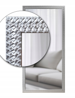 Zrkadlo v STYLISH SILVER drevenom ráme hadia koža 140x70 z9 strieborná