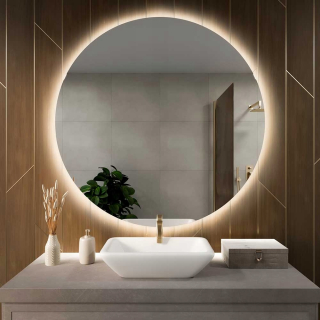 LED zrkadlo okrúhle 100 cm, bezrámové, teplá farba svetla