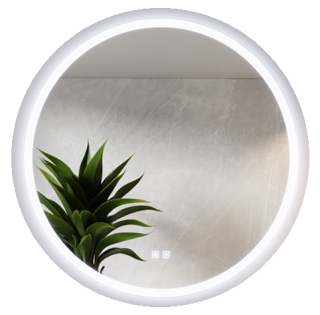 Okrúhle zrkadlo pieskované 3v1 v troch farbách LED s vyhrievacou rohožou 90 cm