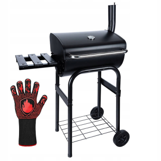 Prenosný BBQ gril s vekom Záhradné uhlie na brikety uzavretý + komín