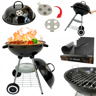 ZÁHRADNÝ GRIL S KRYTÝMI BBQ KOLIESKAMI 40X45CM PRE ZÁHRADNÉHO UHLÍNÉHO LUNDA