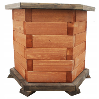 KONIUSZEK OGRODY kvetináč 39 cm x 39 x 33 cm priemer 39 cm drevo odtiene hnedej a béžovej
