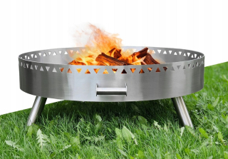 Záhradné ohnisko 70 cm okrúhle nerezové na trojnožkový gril masív LUX