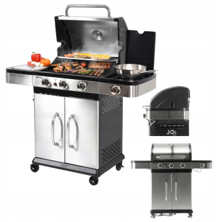 PLYNOVÝ ZÁHRADNÝ GRIL VEĽKÝ ROŠT YATO 3+1 11,2KW VEKO S TEPLOMEROM