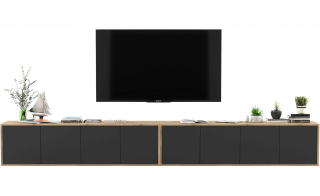 Závesný TV stojan Loft Komoda 300 cm Čierna MAT